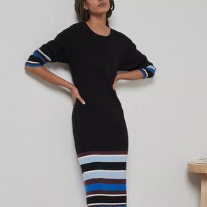Anthropologie Parvati Black Blue Midi Dress
